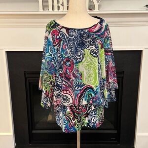 Coco Bianco Paisley Batwing Sleeve Tunic Top | Flowy Boho Blouse